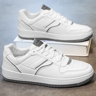 2025 New Leather Men's Sports Shoes White Platform Men's Sports Shoes Men's Vulcanized Sports Shoes