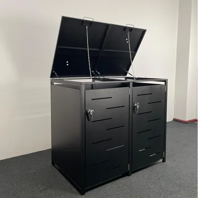 Industry Outdoor Metal Trash Can Shelter Cabinet Galvanized Steel Waste Bin Box Wheelie Bin Shed Box