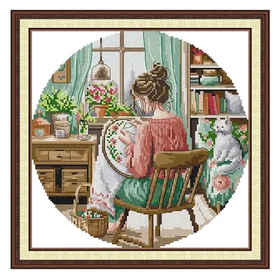 Embroidered Girl Patterns Counted Cross Stitch Set DIY 11CT 14CT 16CT Stamped DMC Cross-stitch Kit Embroidery Needlework Crafts