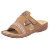 Pantolette RIEKER, Damen, Gr. 36, braun (hellbraun), Lederimitat, casual, Schuhe, Sommerschuh, Schlappen, Hausschuh, Urlaubschuh mit Klettverschluss