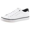 Sneaker TOMMY HILFIGER "TH HI VULC CORE LOW LEATHER", Herren, Gr. 40, weiß, Leder, Lederimitat, unifarben mit Farbeinsatz, sportlich, Schuhe, Freizeitschuh, Halbschuh, Schnürer mit gepolstertem Schaftrand