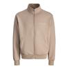 Sweatjacke JACK & JONES "JORGEN SWEAT ZIP HIGH NECK SS25", Herren, Gr. XL, grau (mocha meringue), angeraute Sweatware, Obermaterial: 77% Baumwolle, 19% Polyester, 4% Elasthan, unifarben, modisch, relaxed fit normal, Rundhals, Langarm Rippbündchen,...