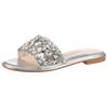 Pantolette BUFFALO "KIRA SLIDE", Damen, Gr. 37, silber (silberfarben), Lederimitat, glänzend, modisch, Schuhe, Sommerschuh, Strandschuh, Partypantolette mit Schmuckelementen