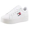 Plateausneaker TOMMY JEANS "TJW FLATFORM SNEAKER", Damen, Gr. 41, weiß, Leder, Textil, unifarben, sportlich, Schuhe, Freiezeitschuh, Halbschuh, Schnürschuh mit Schaftrandpolsterung