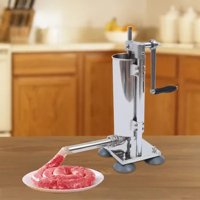 6L Stainless Steel Sausage Stuffer – Manual Meat Filling Maker with 6 Tubes, Large Capacity for Home