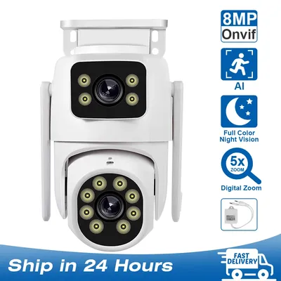 TreGear 4K HD Dual Lens WIFI Camera Outdoor 2K PTZ Camera Outdoor Auto Tracking Security Camera