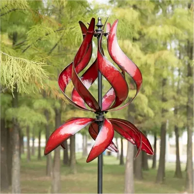 Yard Garden Wind Spinner - Large Outdoor Wind Sculptures Spinners, Tulip Ornament Windmill for Lawn
