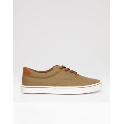 Khaki Green Canvas Trainers