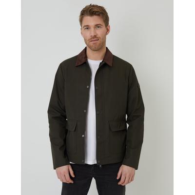 Khaki Green Showerproof Collared Lightweight Jacket