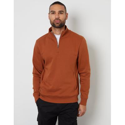 Threadbare Men's Rust Orange Quarter Zip Sweatshirt
