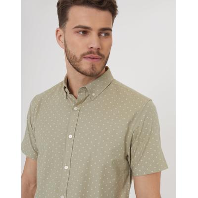 Sage Green Geo Print Short Sleeve Shirt