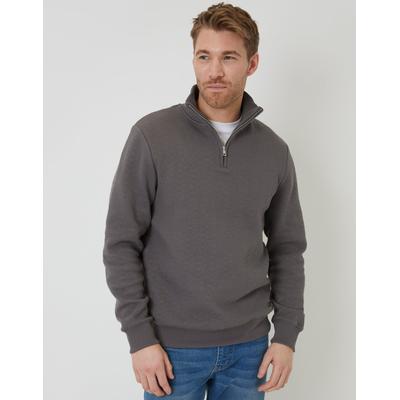 Slate Grey Jacquard Textured Quarter Zip Sweatshirt