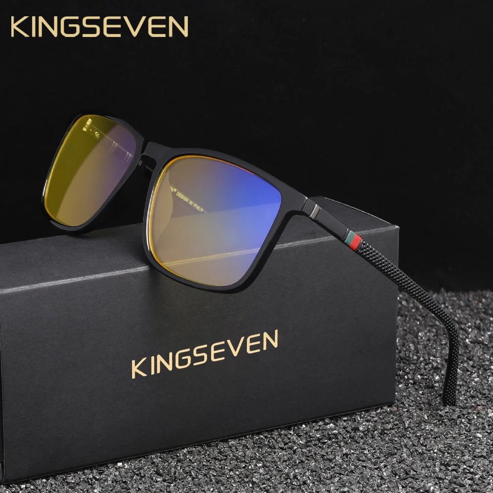 KINGSEVEN Blaulicht-blockierende Brille für Herren/Damen, Computer, Anti-Blue-Ray-Brille, transparente Linse, ultraleichte Rahmenbrille Image