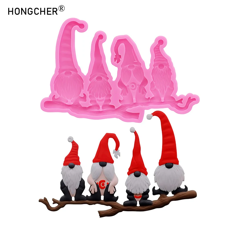 Weihnachten Zwerg Gnom Harz Ornament Dekoration Anhänger Tropf form DIY Schokoladen kuchen Dekoration Silikon formen Image