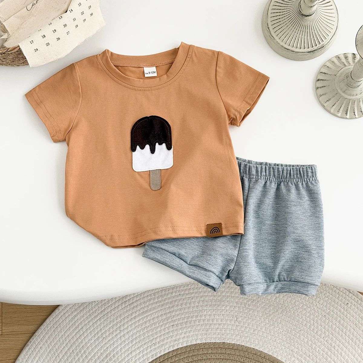 Baby 2Pcs Baby Kleidung Eis Patchwork Heißer Verkauf Casual T-Shirts + Shorts Junge Mädchen Kleinkind Sets Kleinkind Sommer kinder Kleidung Image