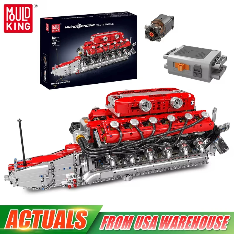 Mould King DIY 10169 Auto V12 Motor Baustein Technisches Auto Motor Spielzeug Montage Motor BrickSet Kinder Weihnachtsgeschenk Image