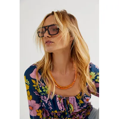 Royal Polarized Aviator Sunglasses at Free People in Black/Peach