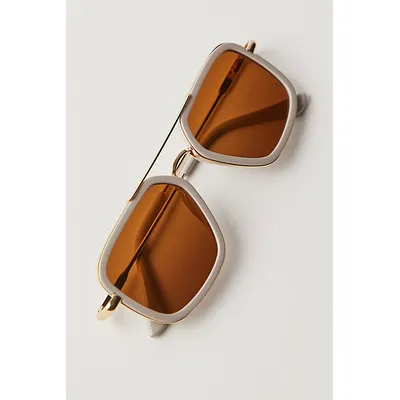 Luna Classic Aviator Sunglasses at Free People in Latte Brown With Chocolate Lens