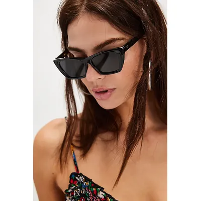 Cate Polarized Cat Eye Sunglasses at Free People in Black ./Smoke