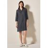 Blusenkleid CECIL, Damen, Gr. XXL (46), US-Größen, volcanic grau, Stoff, 100% Leinen, unifarben, casual, comfort fit knielang, V-Ausschnitt, 3/4-Ärmel Bündchen, Kleider, knielang