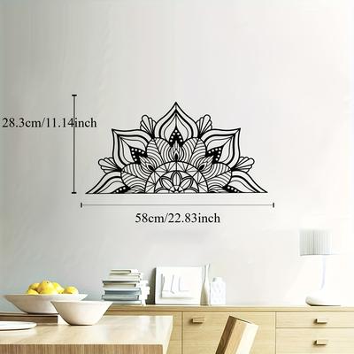 TEMU Unique Black Metal Mandala Wall Art Featuring For Lotus For Kitchen, Bathroom, Bedroom, And Office Decor Image
