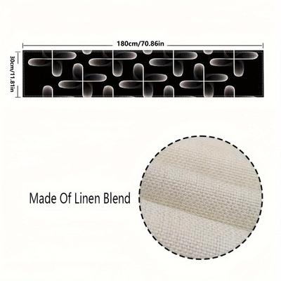 TEMU Simplistic Modern Printed Pattern Table Runner - 1pc, 100% Linen Woven Rectangular Dining Table Decoration, Home Party Decor Linen Table Flag For Tea And Dining Tables Image