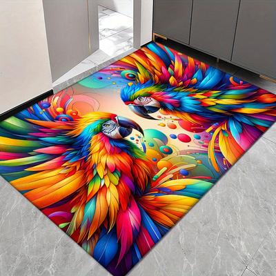 TEMU Vibrant Flannel Door Mat - 1.2cm Thick, Non-slip Absorbent Mat For Entryway, Kitchen, Living Room, Bedroom, Laundry, Bathroom - Comfortable Floor Mat, Machine Washable, Room Decor Image