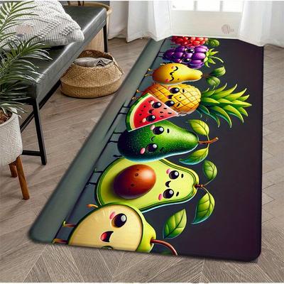 TEMU Flannel Sponge 1.2cm Thick - 1pc Kitchen Fl Mat, Cute Cartoon Fruit Non-slip Floor Soft Area Mat, Doormat For Entryway Room Laundry Bathroom Home Decor Image
