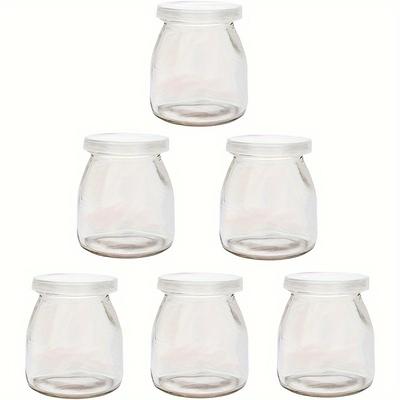 TEMU 6 Jars Yogurt Jars Pudding Jars With Yogurt Cups With Plastic Yogurt Machine Glass Jars Yogurt Cups With Plastic Pe Bottle Caps 200 Ml Image