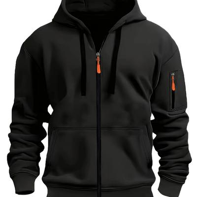TEMU ( Obm) European And Casual Autumn And Winter Hat Sweater Zipper Long Sleeve Men's And Women' Style Sweatshirt Running Training Outdoor Warm Fitness Jacket Image