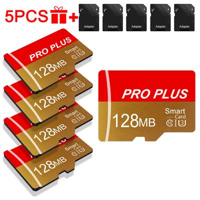 TEMU 5pcs Memory Card 128gb 64gb 32gb 16gb With Adapter, Memory Card 8gb 4gb 2gb 1gb, U3 C10 A1 Memory Tf Card 512mb 256mb 128mb 64mb For Tablet/camera/phone/car Audio, Store Your Files ! Image