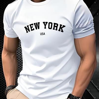 TEMU [] Men's 3d New Print T-shirt - Vibrant Red, Casual Crew Neck, Short Sleeve, Breathable Polyester Blend, Machine Washable For Image