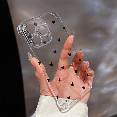 TEMU Love Anti-drop Transparent Shockproof Bumper Cover Super, Pc Material Ultra- Shell Phone Case, Suitable For 15 14 11 Plus Image