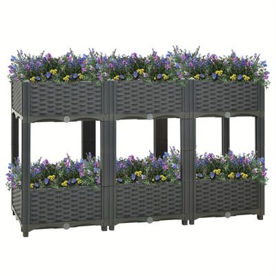 TEMU Raised Garden Bed Kit, 120x40x71cm Polypropylene, Outdoor System With Drainage Holes And Sturdy Handles, Above Ground Garden Bed Image