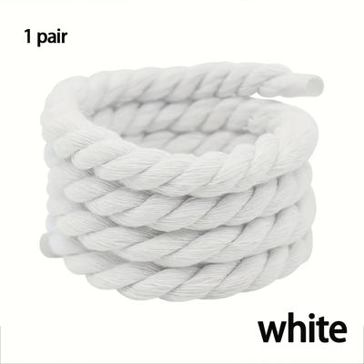 TEMU 2pcs Handmade Braided Rope Laces - And Stylish Thick Lace For Sneakers, Canvas Shoes & Casual Shoes In White, Black, Pink