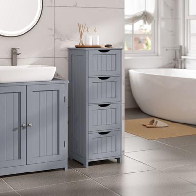 Woltu - Badschrank, Badezimmerschrank mit 4 Schubladen, schmales Beistellschrank für Badezimmer Image
