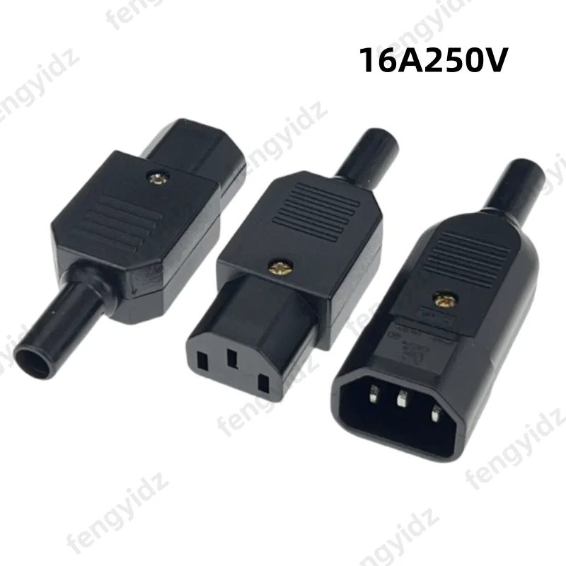 16A 250 V IEC Gerade Kabel Stecker Stecker C13 C14 Weiblich Männlich Stecker Kabelmontage Stecker 3 Pin AC Buchse industrielle Stecker BK Image
