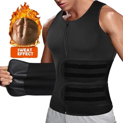 Qtree Neopren Body Shaper Weste für Männer Abnehmen Fitness Fitness Schweiß Taille Trainer Korsett Workout Reiß verschluss Sauna Gewichts verlust Tops Image
