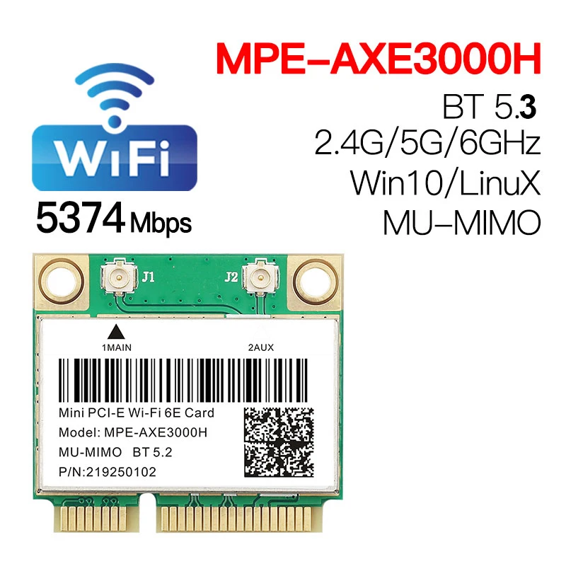 WiFi 6E AX210HMW Bluetooth 5.3 Mini PCI-E WLAN-Karte für AX210 5374 Mbit/s 802.11ax 2,4 G/5 G/6 G Image