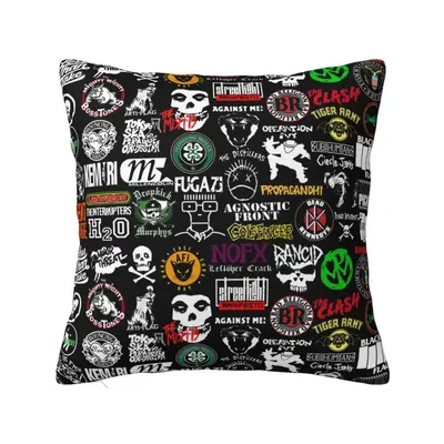 Benutzer definierte Rock Punk Band Außenseiter Muster Kissen bezug 45x45cm Schwermetall Samt Image