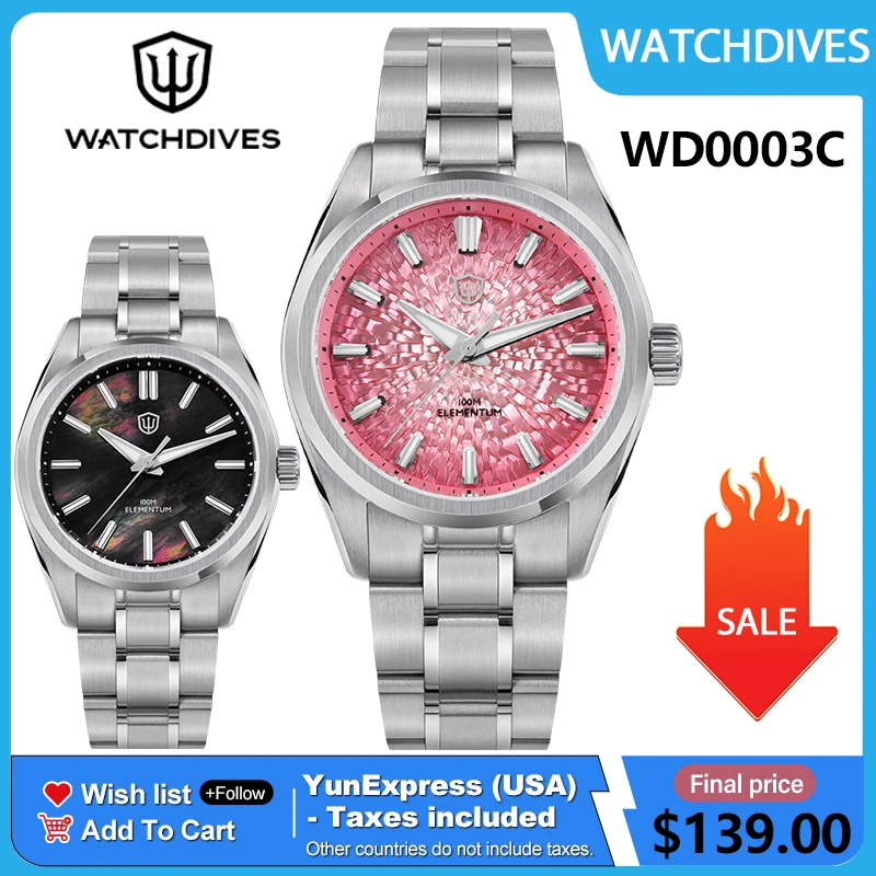 Watchdives WD0003C 38 mm Uhr VH31 Sweep Seconds Quarzwerk Edelstahluhr Elementum Original Design Herrenarmbanduhr Image
