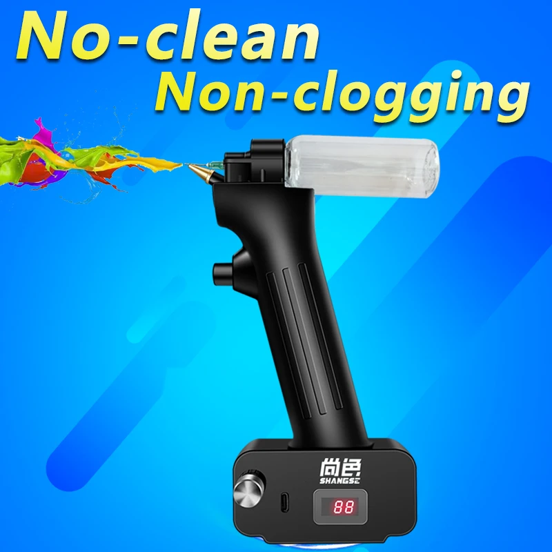 SHANGSE Mini-Airbrush-Handsprühgerät, keine sauberen Schalterfarben in Sekunden, hocheffizient für Kuchen, DIY-Geschenke, Tattoo, kleine Dekoration Image