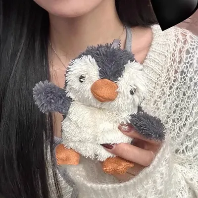 Niedliche Plüsch-Pinguin-Hülle für kabellose Bluetooth-Kopfhörer mit Kette, geeignet für Airpods Image
