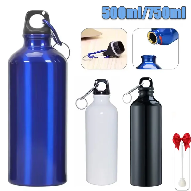 500/750 ml Aluminium Wasserflasche Mountainbike Sport Wasserflasche mit Kletterschnalle Reitausrüstung Outdoor Trinkgeschirr Image