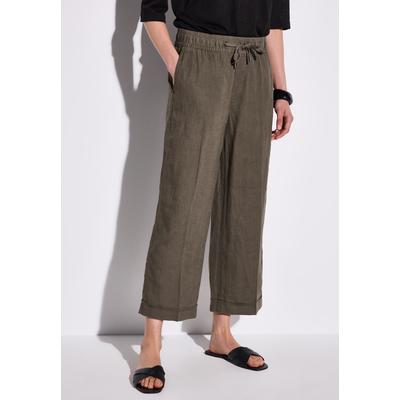 7/8-Hose STREET ONE, Damen, Gr. 38, Länge 26, acron braun, Stoff, 100% Leinen, unifarben, casual, weit 7/8-Länge, Hosen, mit seitlichen Einschubtaschen Image