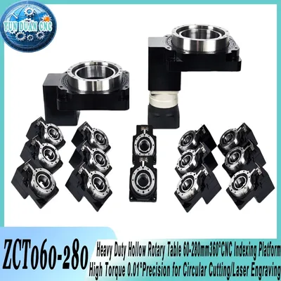 Heavy Duty Hollow Rotary Table 60 280mm360CNC Indexing Platform High Torque 0.01Precision for Circular Cutting Laser Engraving