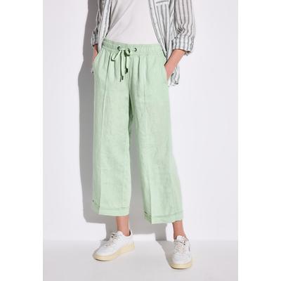 7/8-Hose STREET ONE, Damen, Gr. 46, Länge 26, grün (soft jade grün), Stoff, 100% Leinen, unifarben, casual, weit 7/8-Länge, Hosen, mit seitlichen Einschubtaschen Image