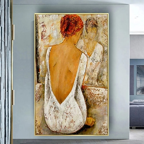 Ölgemälde „Pure Lady", 100 % handgemalt, Ölgemälde mit Mädchenrücken, abstraktes Ölgemälde auf Leinwand, Wandgemälde für Wohnzimmer, Schlafzimmer, Wohnkultur, Wandkunst Image