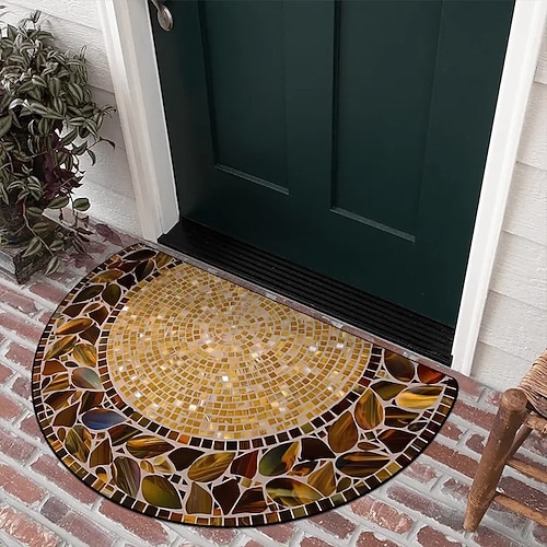 Vintage Floral Halb-Runde Türmatte Küchenmatte Bodenmatte Rutschfeste Teppich Ölbeständiger Teppich Innen-Außen Matte Schlafzimmer Dekor Badezimmer Matte Eingangsteppich Frühling Sommer Image