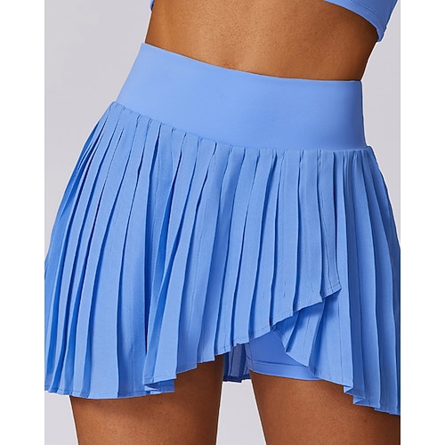 Damen Einfarbig Lässiger Rock Tennisröcke Tennisröcke mit Shorts Plissiert Seitensplit Schnelltrocknend Tennis Golfspiel Pickleball Unterteile Schwarz Weiß Blau Tennisbekleidung Image